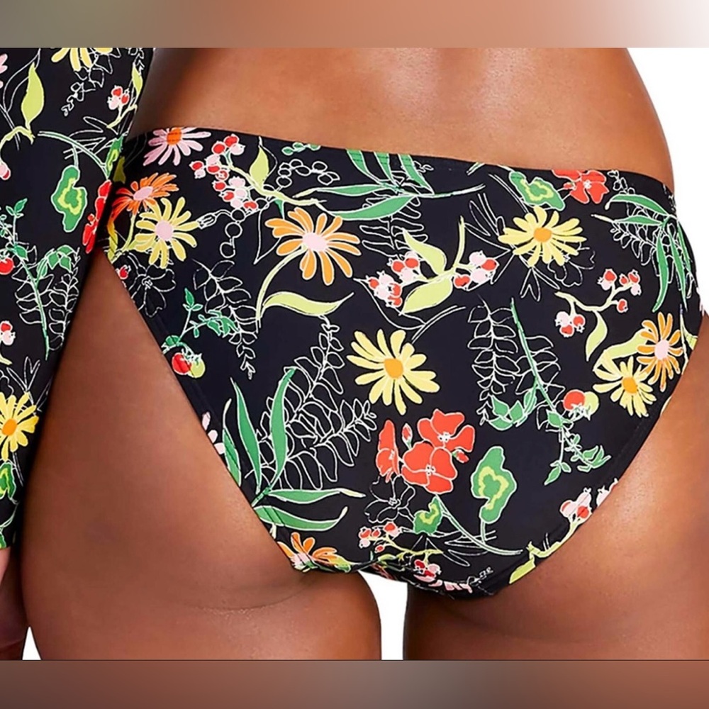 Kate Spade Black Floral Rooftop Garden Bikini Bottom Preppy Swim